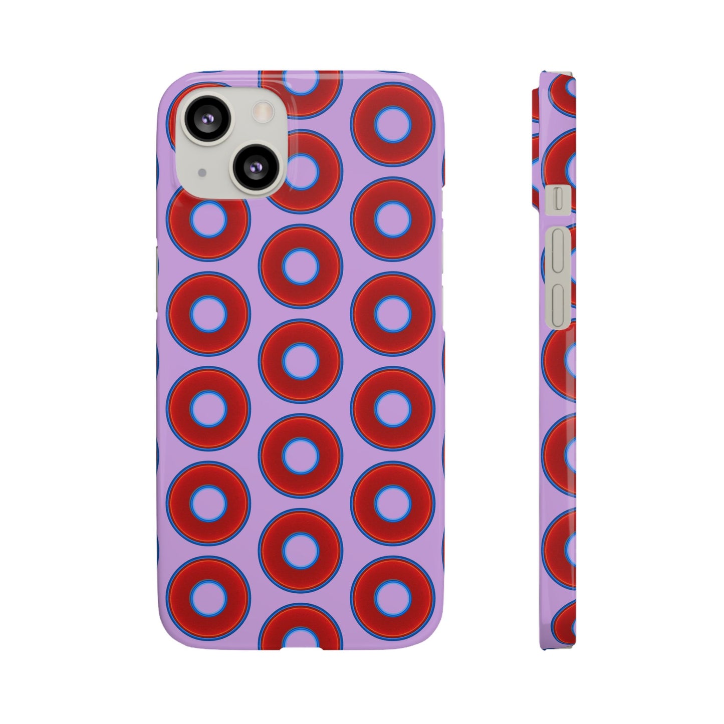 Lumpy Donut Snap Case - red vivid donut print w/wisteria purple background
