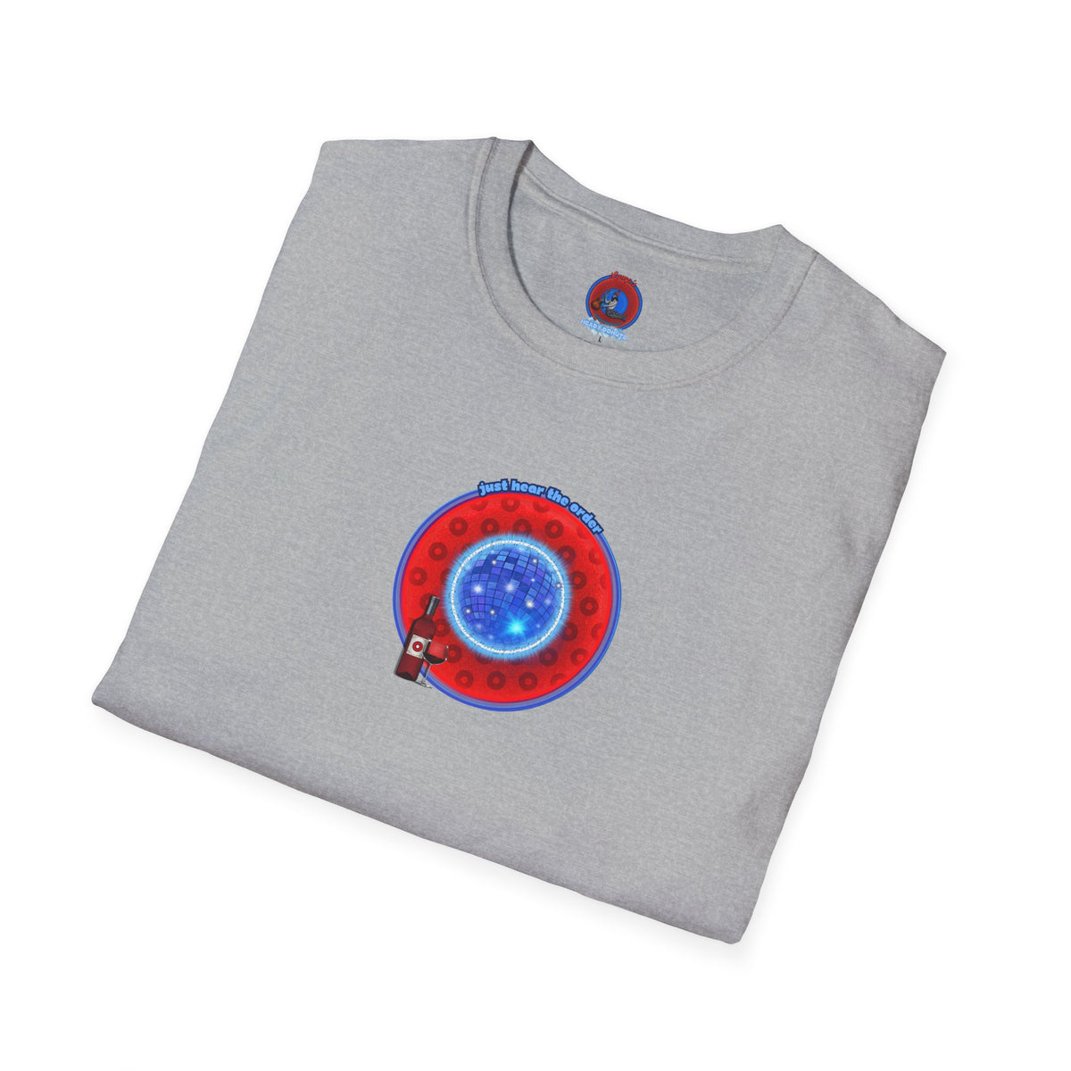 Classic Donut Tee - Unisex Soft-Style - "The Skipper's Donut" - red/blue paradoxical widemouthed donut - variant 1