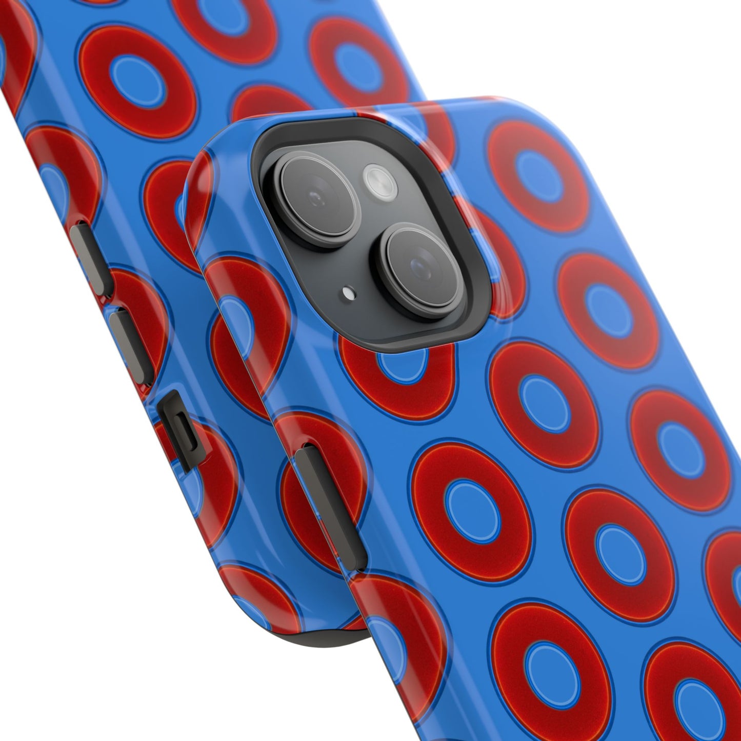 Impact-Resistant Lumpy Donut Case - red vivid donut print w/light royal blue background