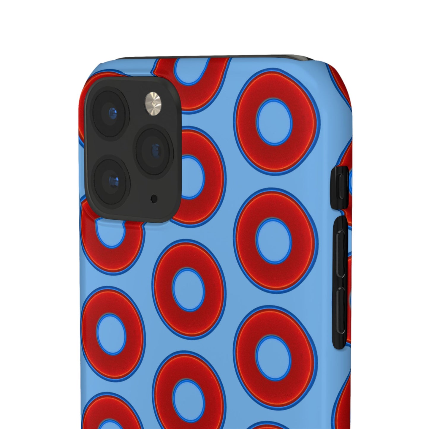 Lumpy Donut Snap Case - red vivid donut print w/light blue background