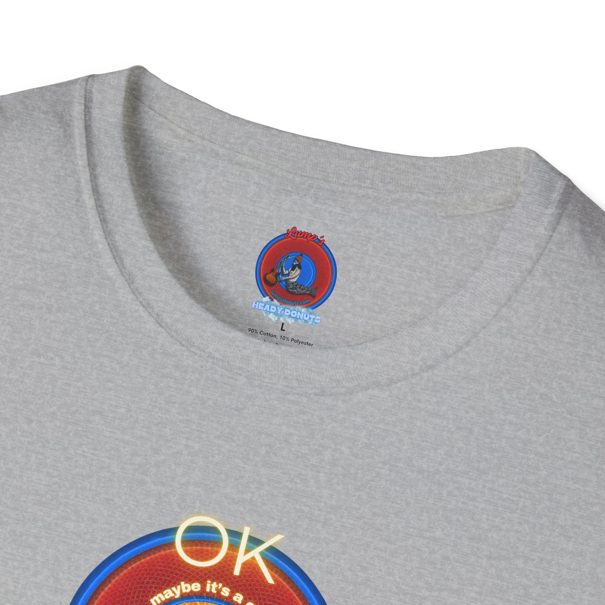 Classic Donut Tee - Unisex Soft-Style - "Donuts: Conjurers of Awesome" - series 1.0  - variant 3 - w/"okay" - red donut
