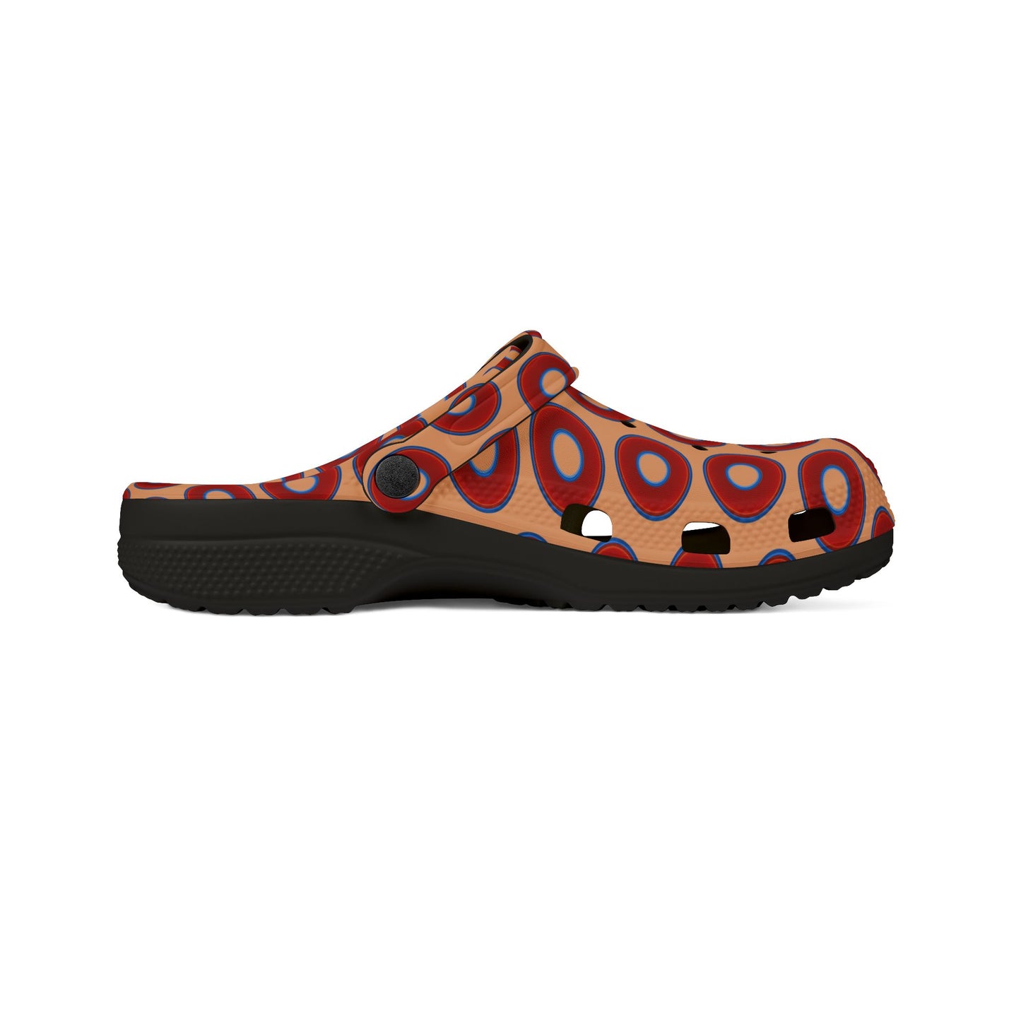 Spatchcocks - donut slip-on shoes - vivid red donuts w/peach background [unisex]