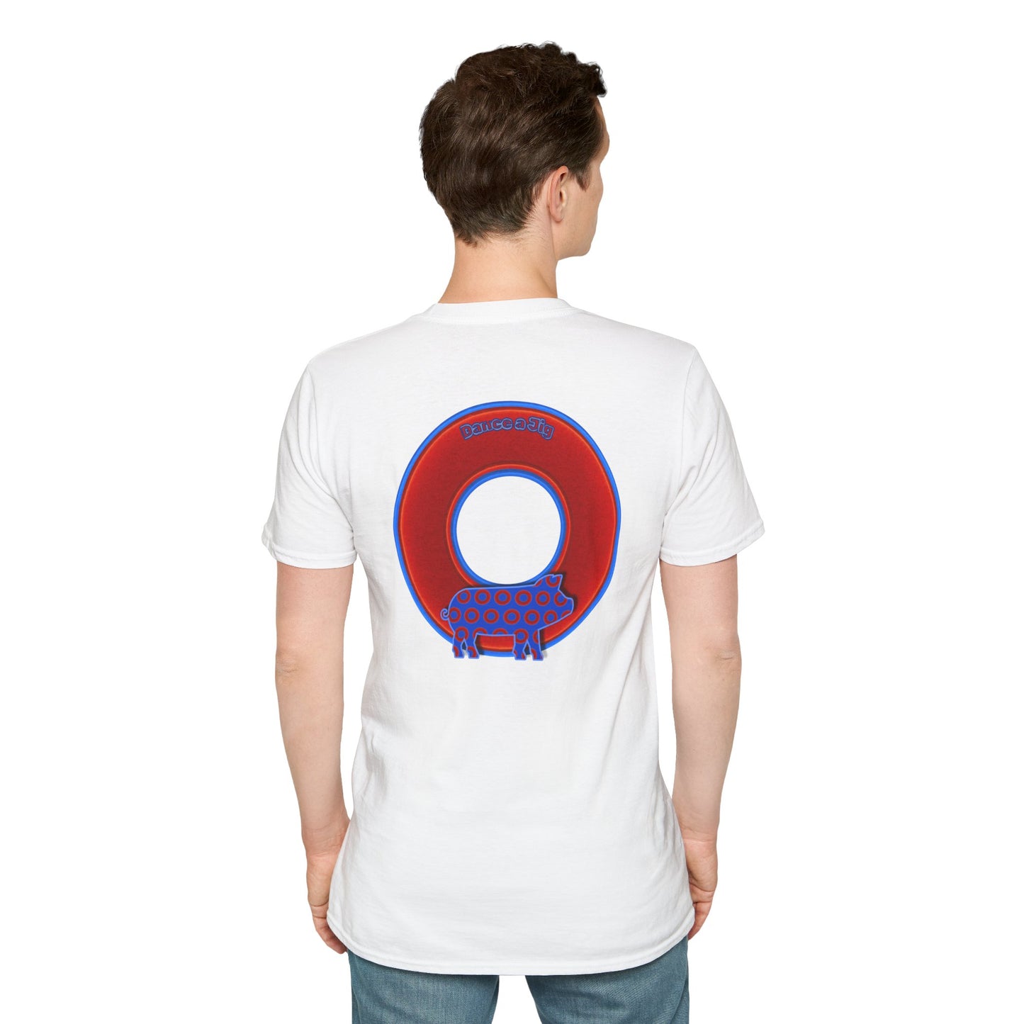 Classic Donut Tee - Unisex Soft-Style - "Guyute's Ugly Donut" - vivid red/blue donut - variant 1