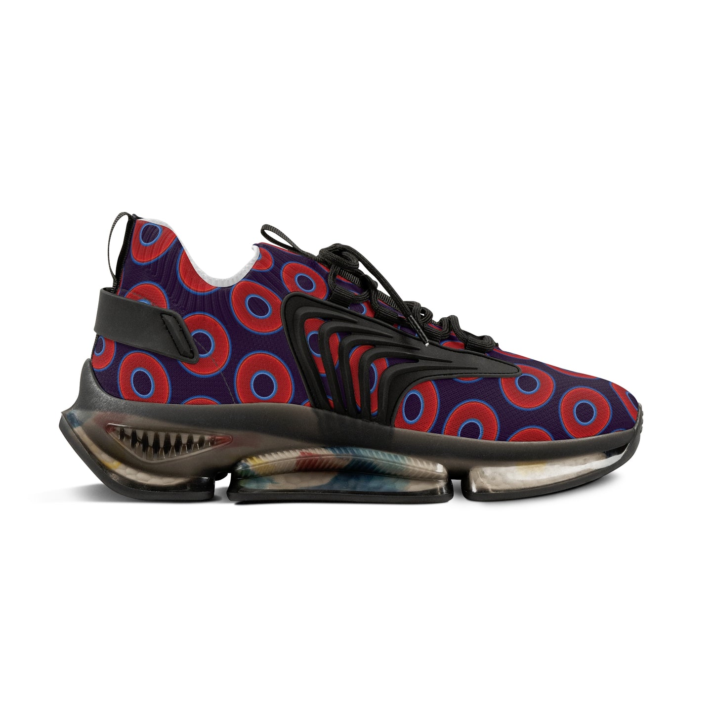 Donut Kicks - red vivid donut print w/midnight purple background