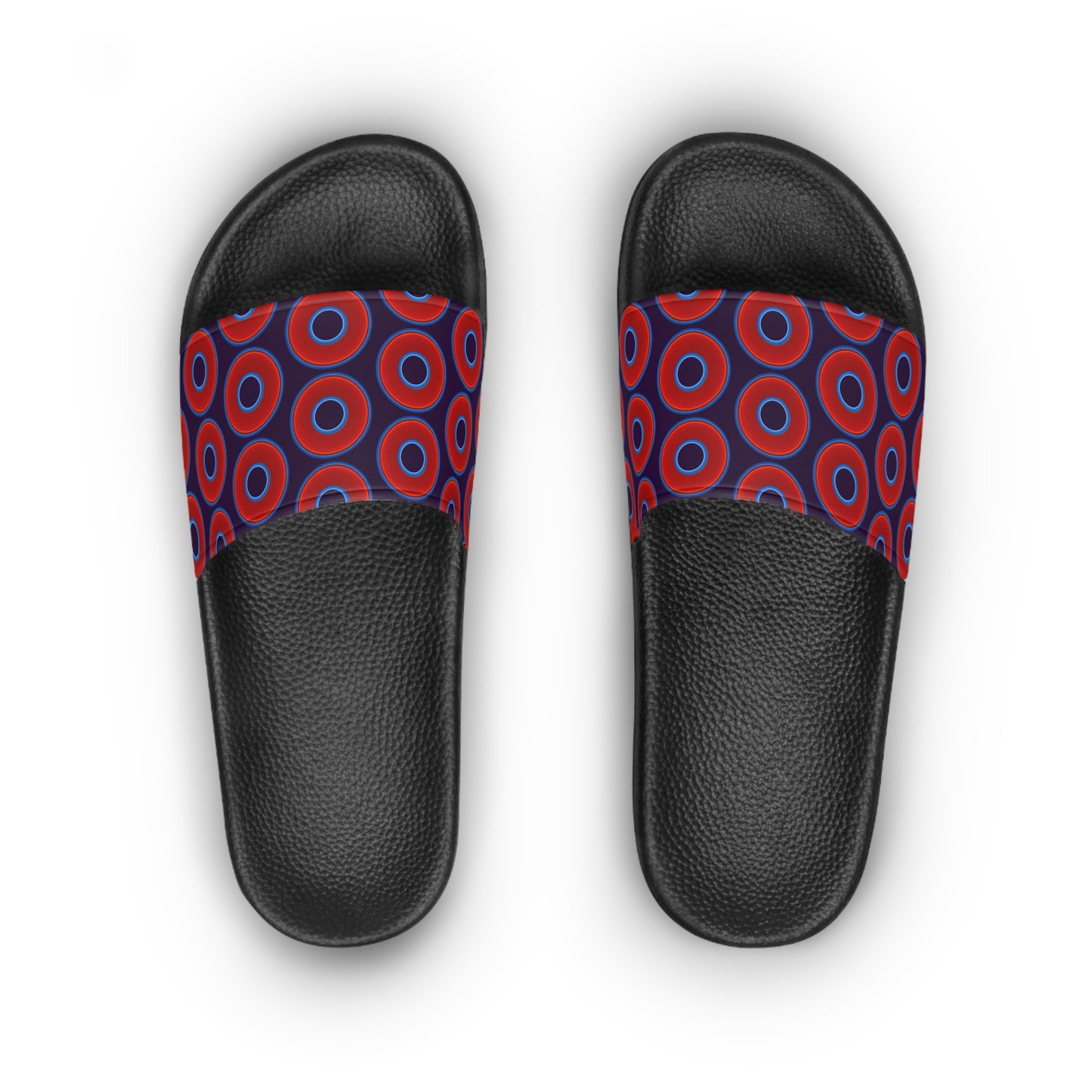 Lumpy Sandals - slip-ons - red vivid donuts w/midnight purple background