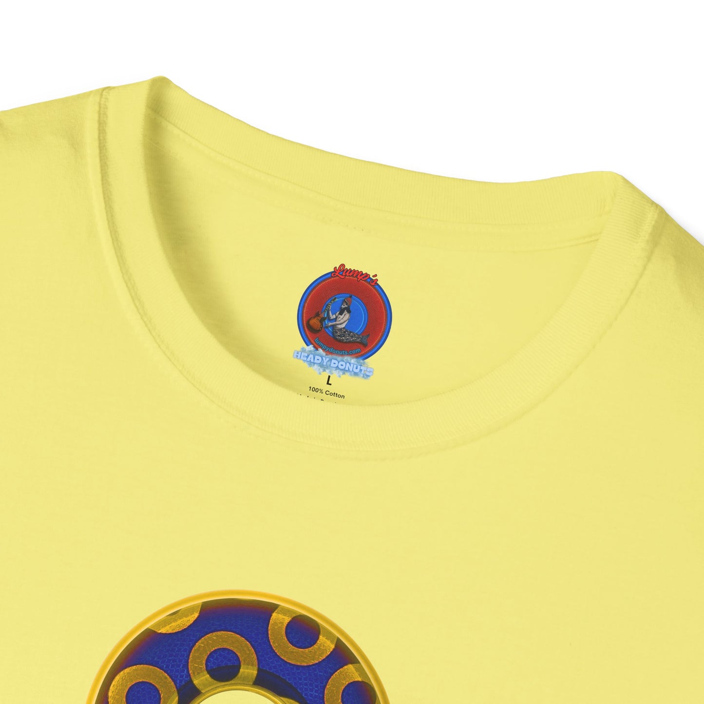 Plain Donuts/Unisex Soft-Style - "Plain Rustic Paradoxical Donuts" - yellow/dark blue donuts