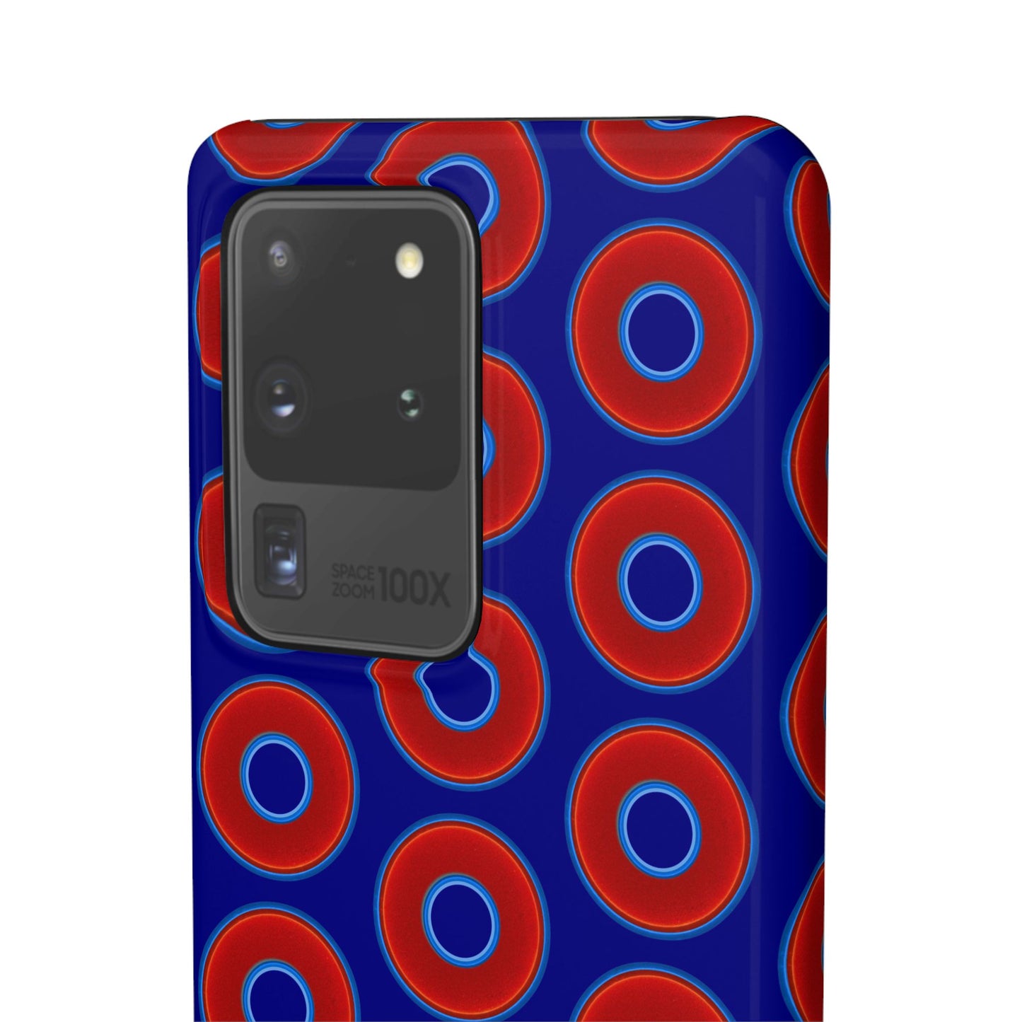 Lumpy Donut Snap Case - red vivid donut print w/vivid navy blue background