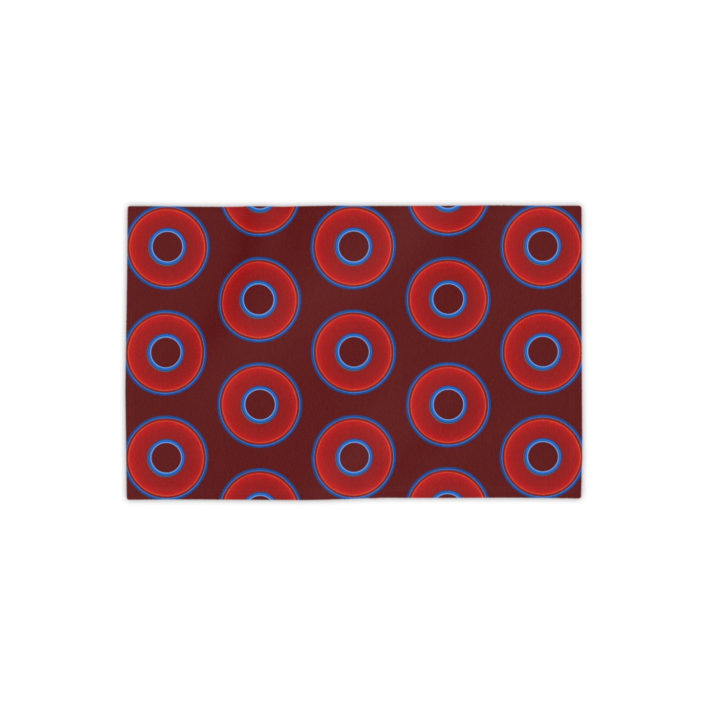 Lumpy Donut Towels - vivid red donuts w/dark red background