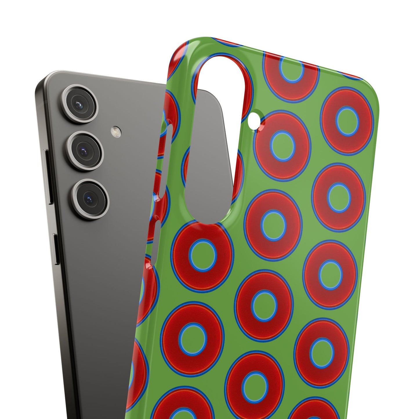 <Lumpy Donut Snap Case - red vivid donut print w/light green background