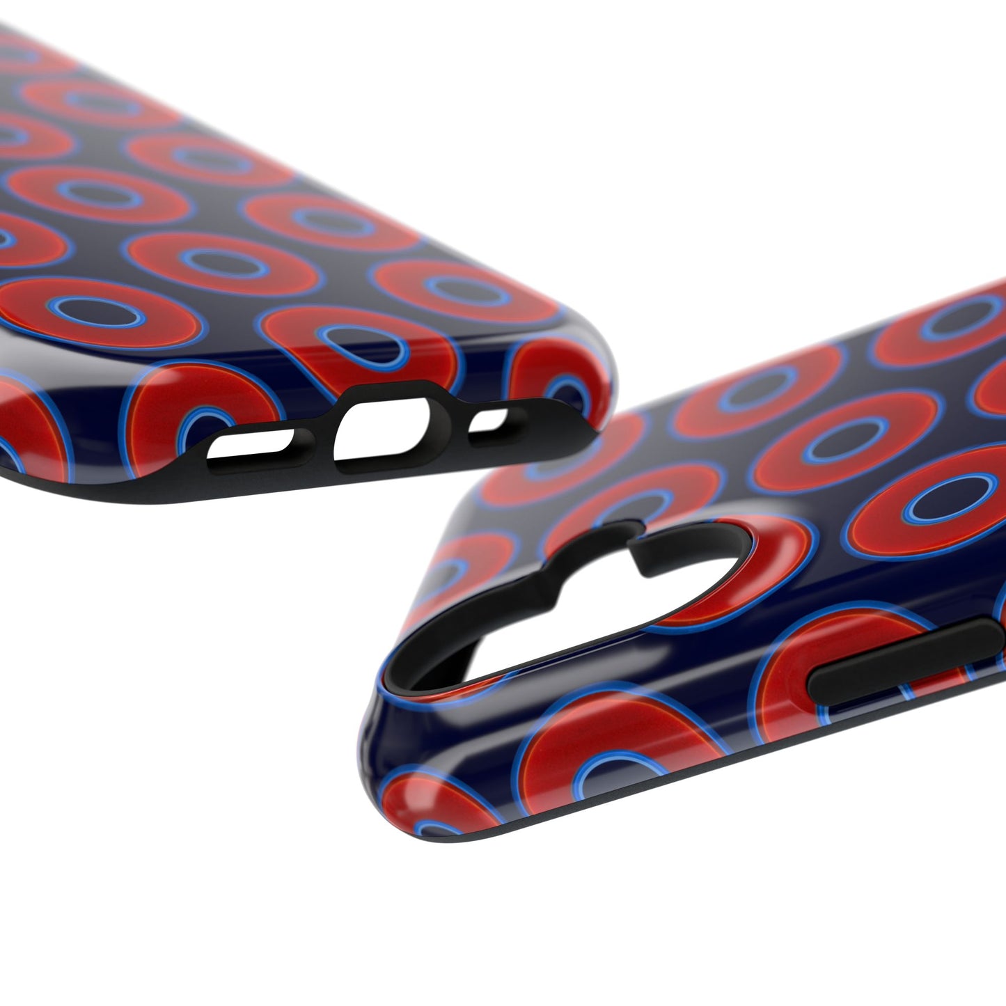 Impact-Resistant Lumpy Donut Case - red vivid donut print w/dark navy blue background
