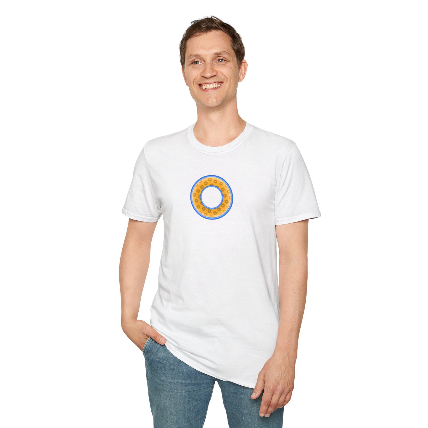 Plain Donuts/Unisex Soft-Style - "Plain Wide Mouthed Paradoxical Donuts" - yellow/light blue donuts