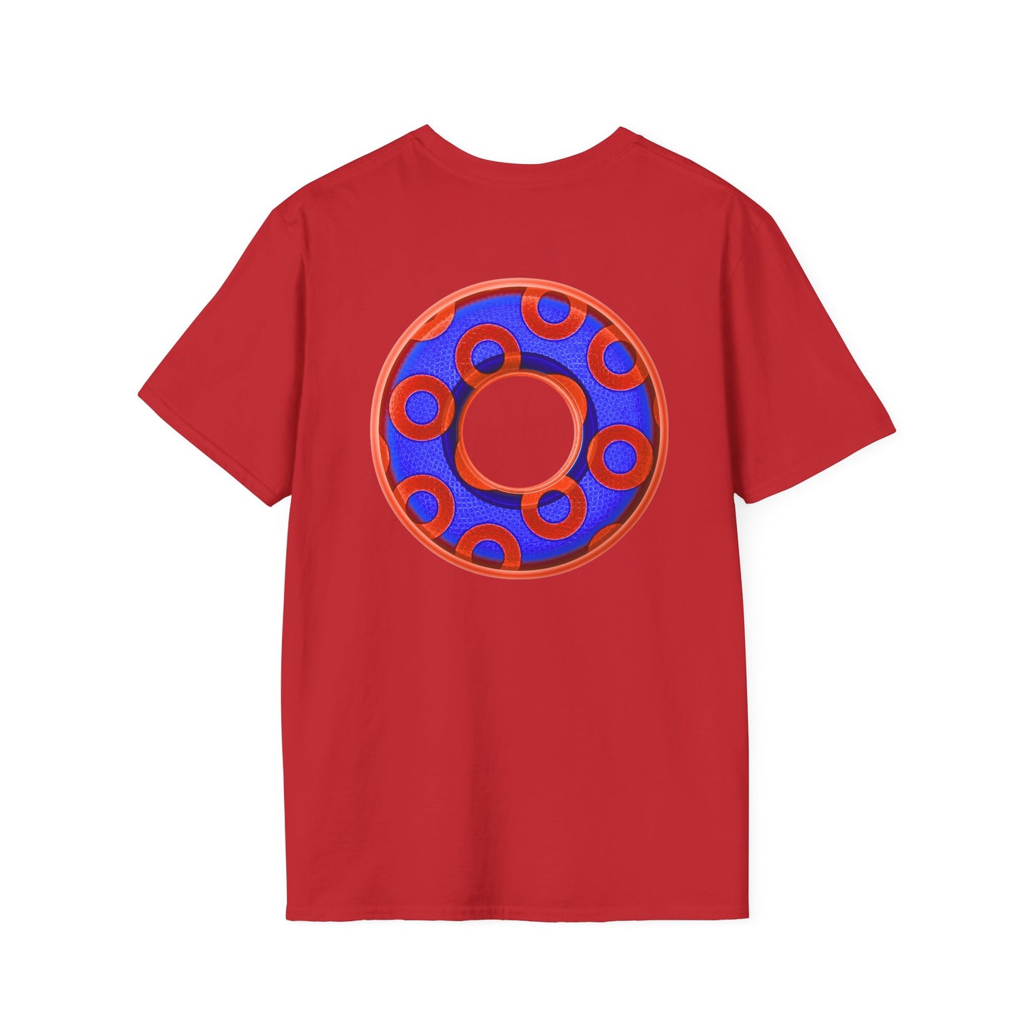 Plain Donuts/Unisex Soft-Style - "Plain Rustic Paradoxical Donuts" - electric blue/red donuts