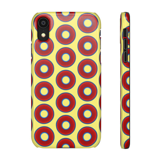 Lumpy Donut Snap Case - red vivid donut print w/yellow background