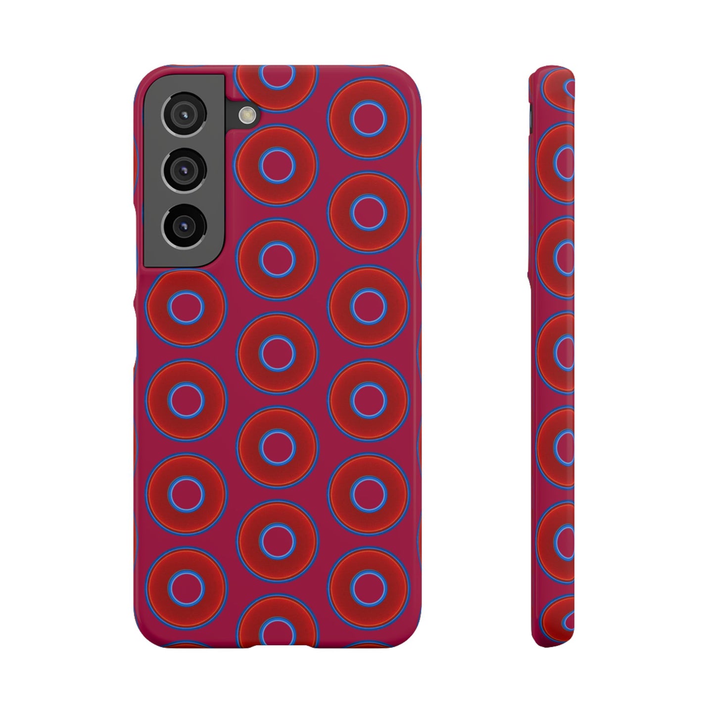 Lumpy Donut Snap Case - red vivid donut print w/dark magenta background
