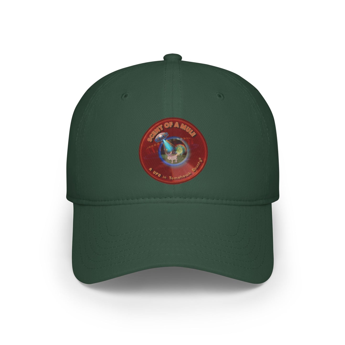 Lumpy Donut Baseball Cap - "Donut Caps? In Tomahawk County?" - variant 3 - vivid red donut w/