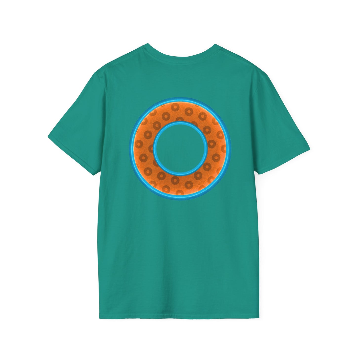 Plain Donuts/Unisex Soft-Style - "Plain Wide Mouthed Paradoxical Donuts" - orange/aquamarine blue donuts