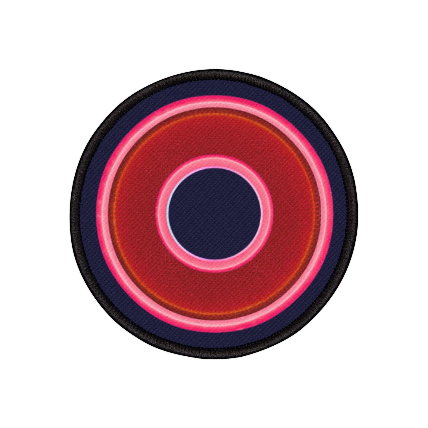 Iron-On Donut Patch - "Plain Rustic Donut" - red/pink rustic donut