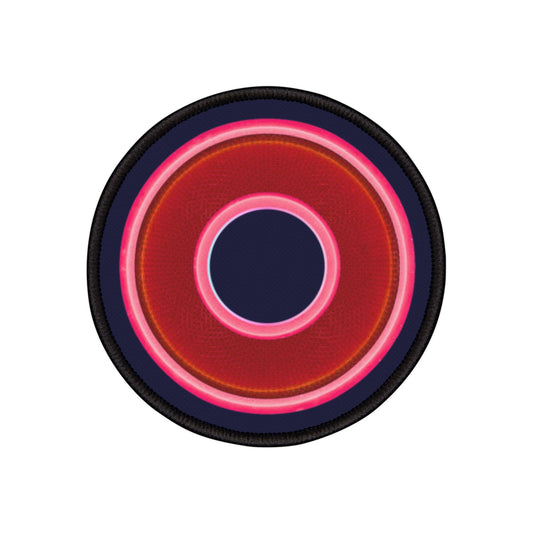 Iron-On Donut Patch - "Plain Rustic Donut" - red/pink rustic donut