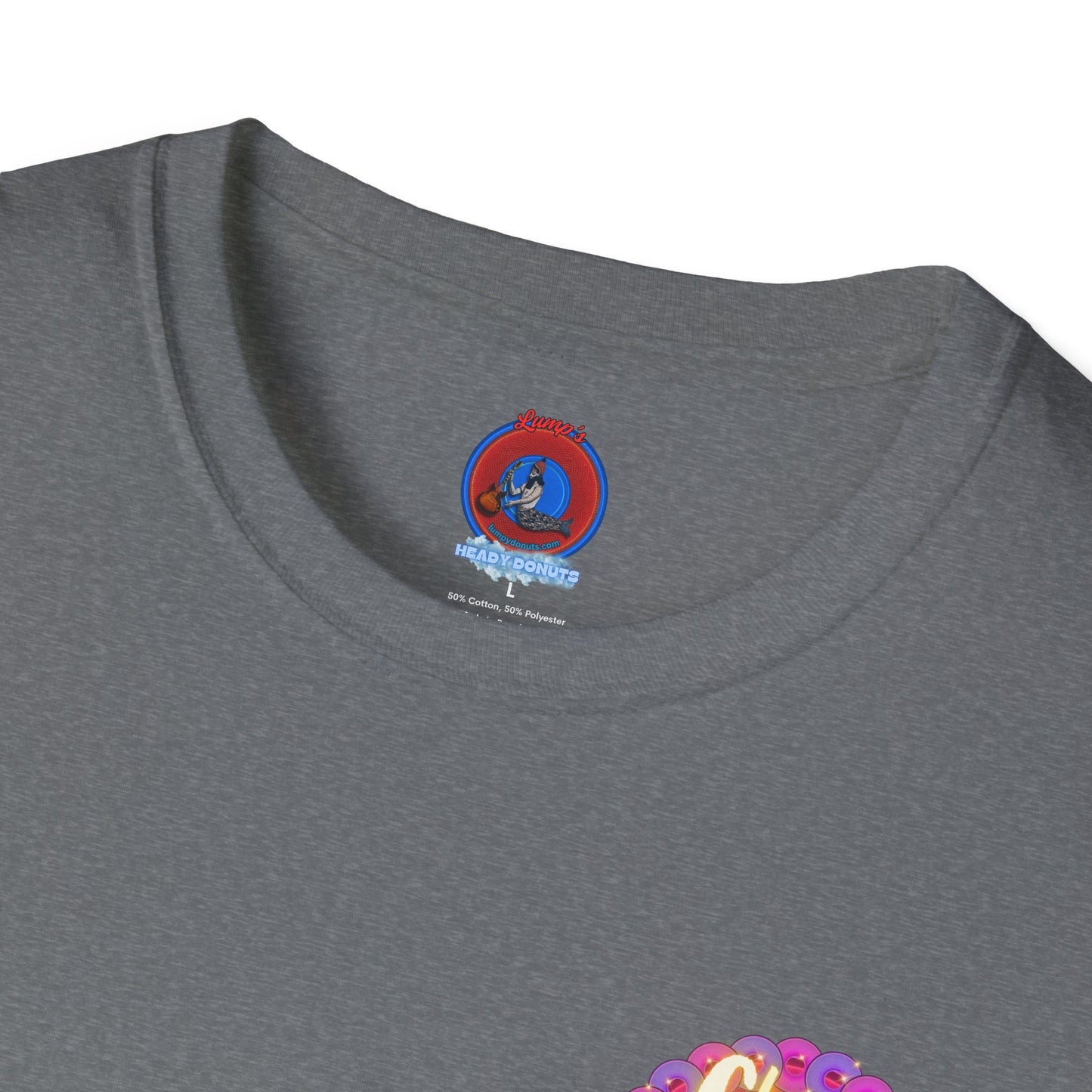 Classic Donut Tee - Unisex Soft-Style - "Cher-ing is Caring" - series 1.0  - variant 2 - magenta donut - [*charitable donut]