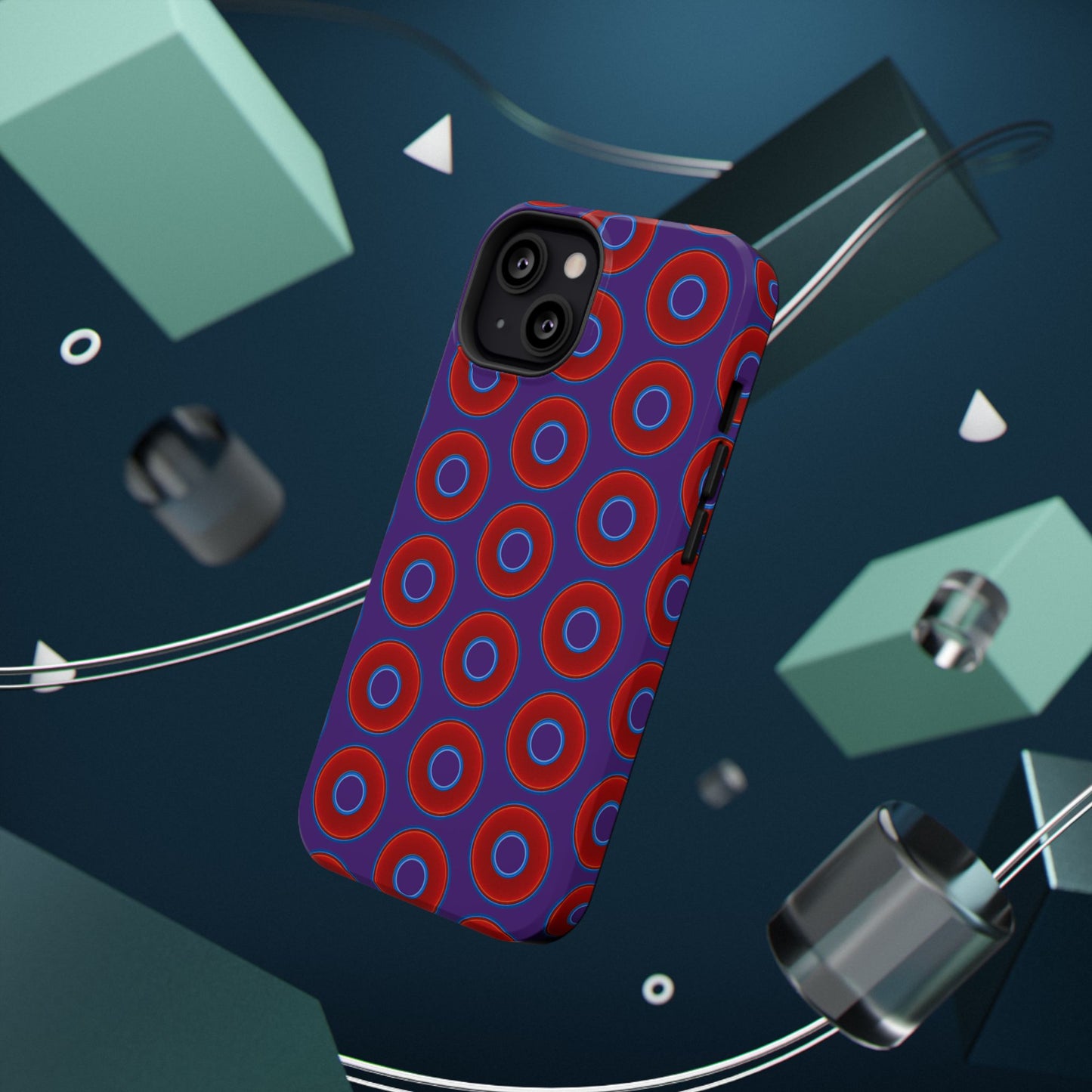 Impact-Resistant Lumpy Donut Case - red vivid donut print w/dark purple background