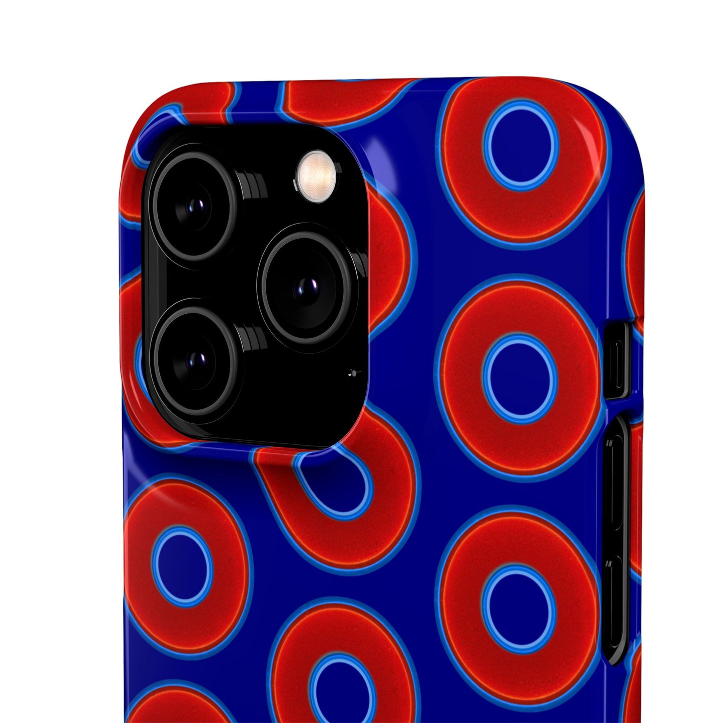 Lumpy Donut Snap Case - red vivid donut print w/vivid navy blue background