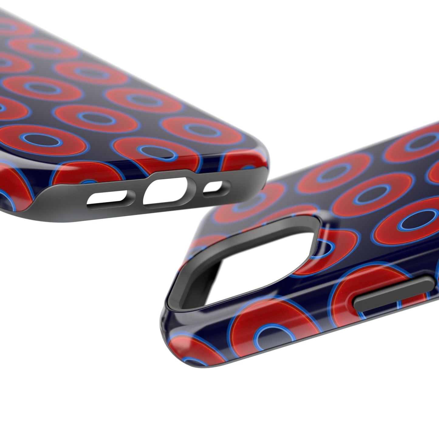 Impact-Resistant Lumpy Donut Case - red vivid donut print w/midnight blue background