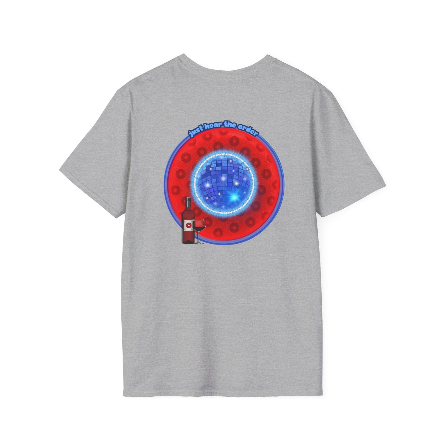 Classic Donut Tee - Unisex Soft-Style - "The Skipper's Donut" - red/blue paradoxical widemouthed donut