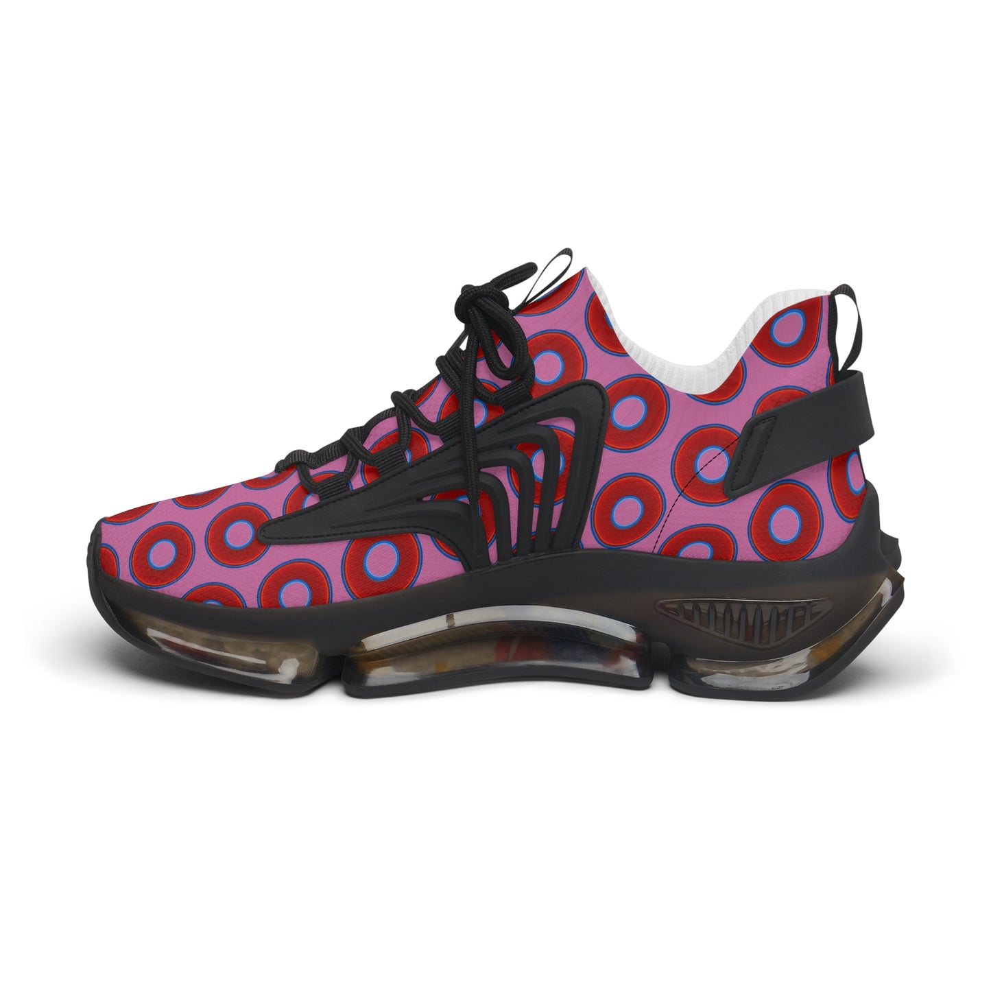 Women's Donut Kicks - red vivid donut print w/pink background