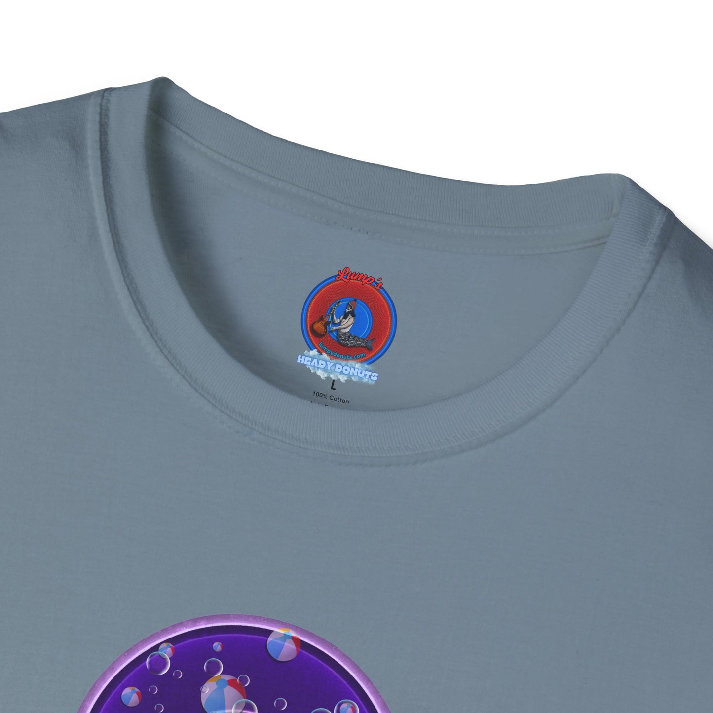 Classic Donut Tee - Unisex Soft-Style - "Sure That Sirens Made This Donut For Me" - vivid dark purple/light purple donut