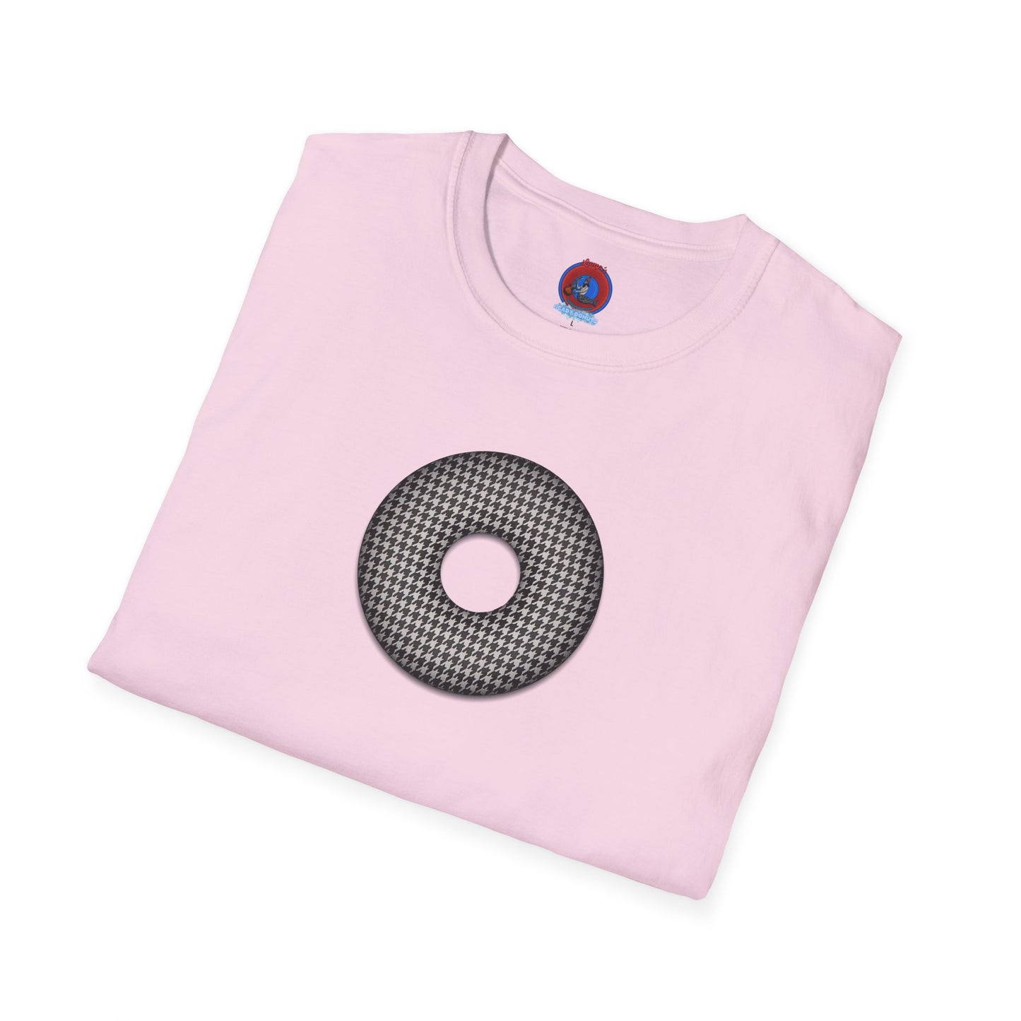 Classic Donut Tee - Unisex Soft-Style - "Ricky's High Phasion Trailer Park Donut" - houndstooth donut