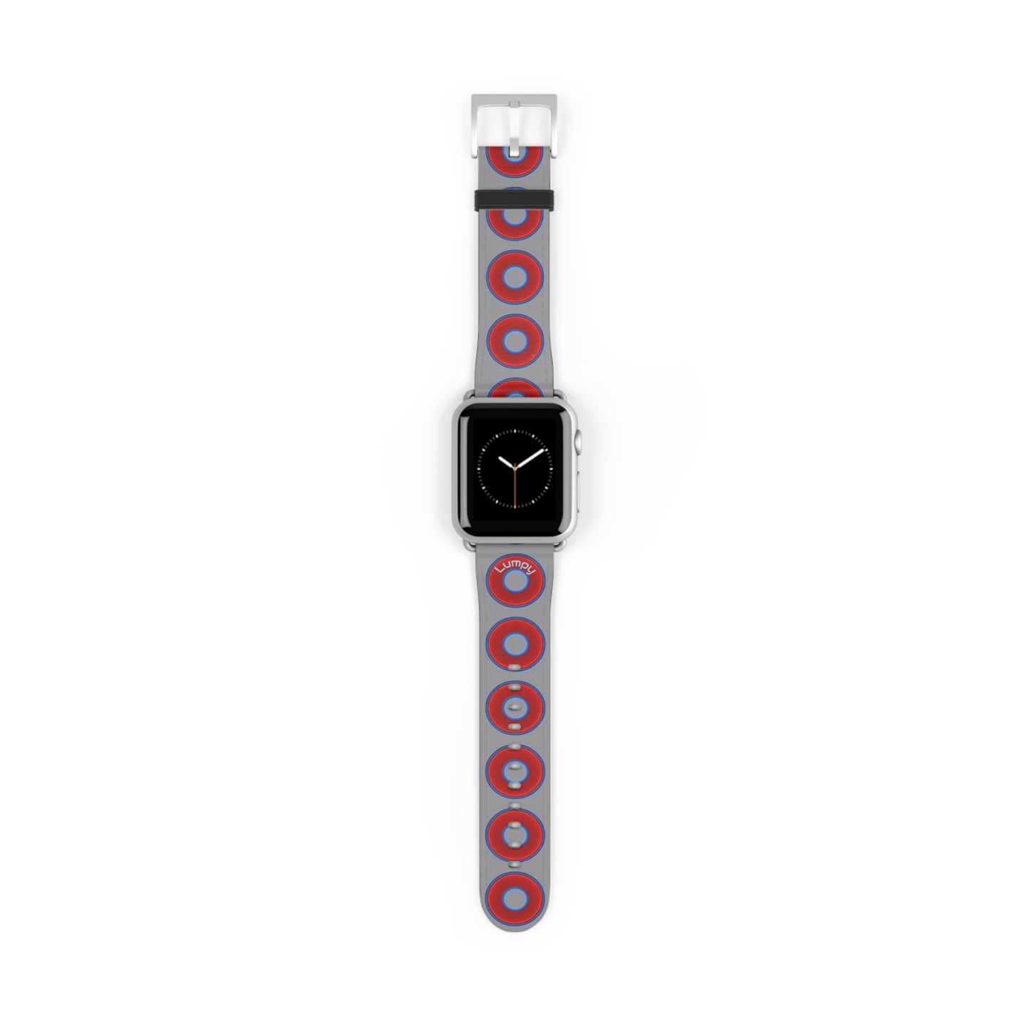 Lumpy Donut Wristband - compatible w/apple watch - red vivid donuts w/gray background