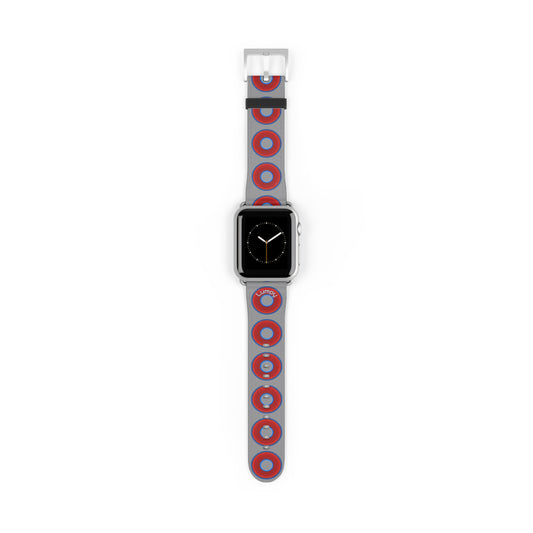 Lumpy Donut Wristband - compatible w/apple watch - red vivid donuts w/gray background