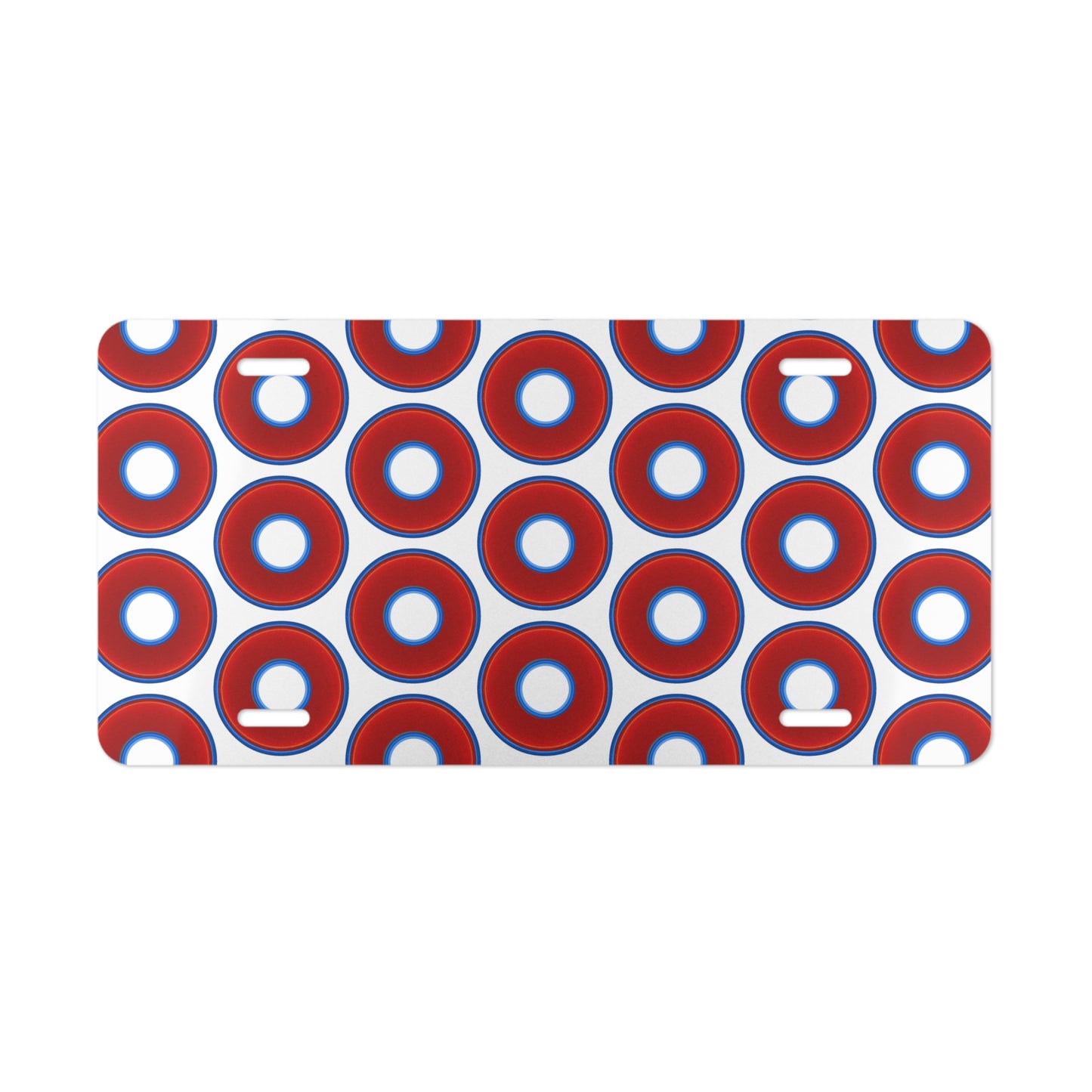 Lumpy Donut Vanity Plate - red vivid donut print w/white background