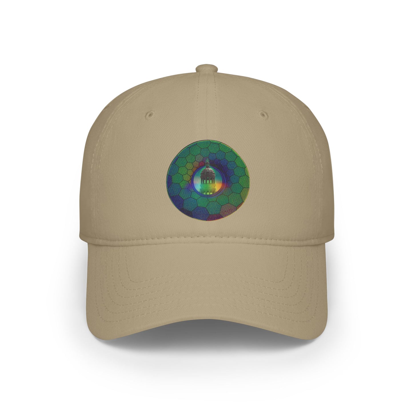 Lumpy Donut Baseball Cap - "Save Mondegreen City Hall" - variant 2 - green hexadonut w/