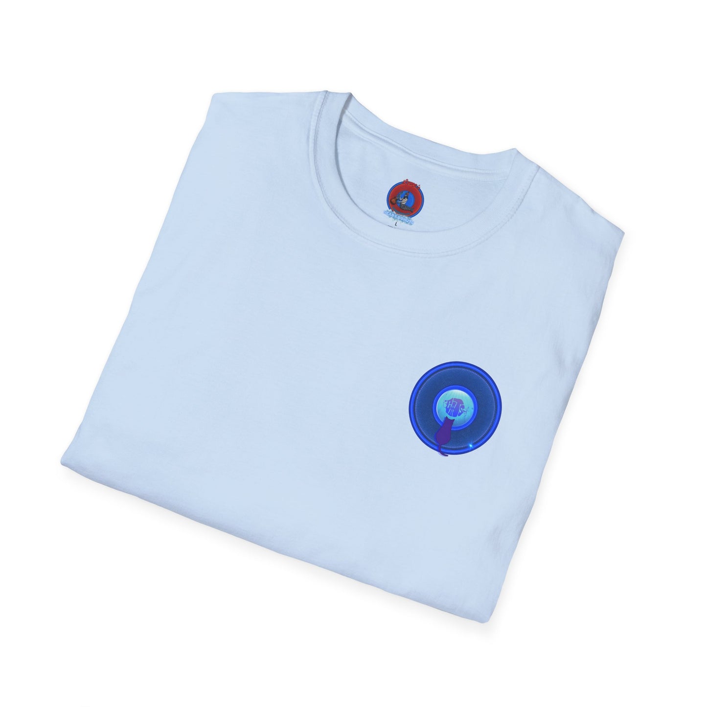 Classic Donut Tee - Unisex Soft-Style - "Cats: The Donut" - rustic blue/blue donut - variant 2