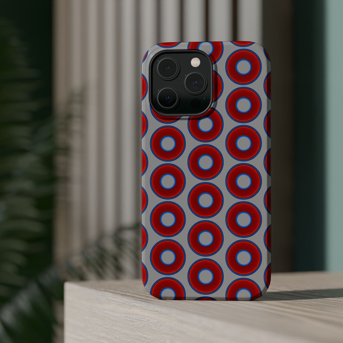 Magnetic Tough Donut Case - red vivid donut print w/light gray background