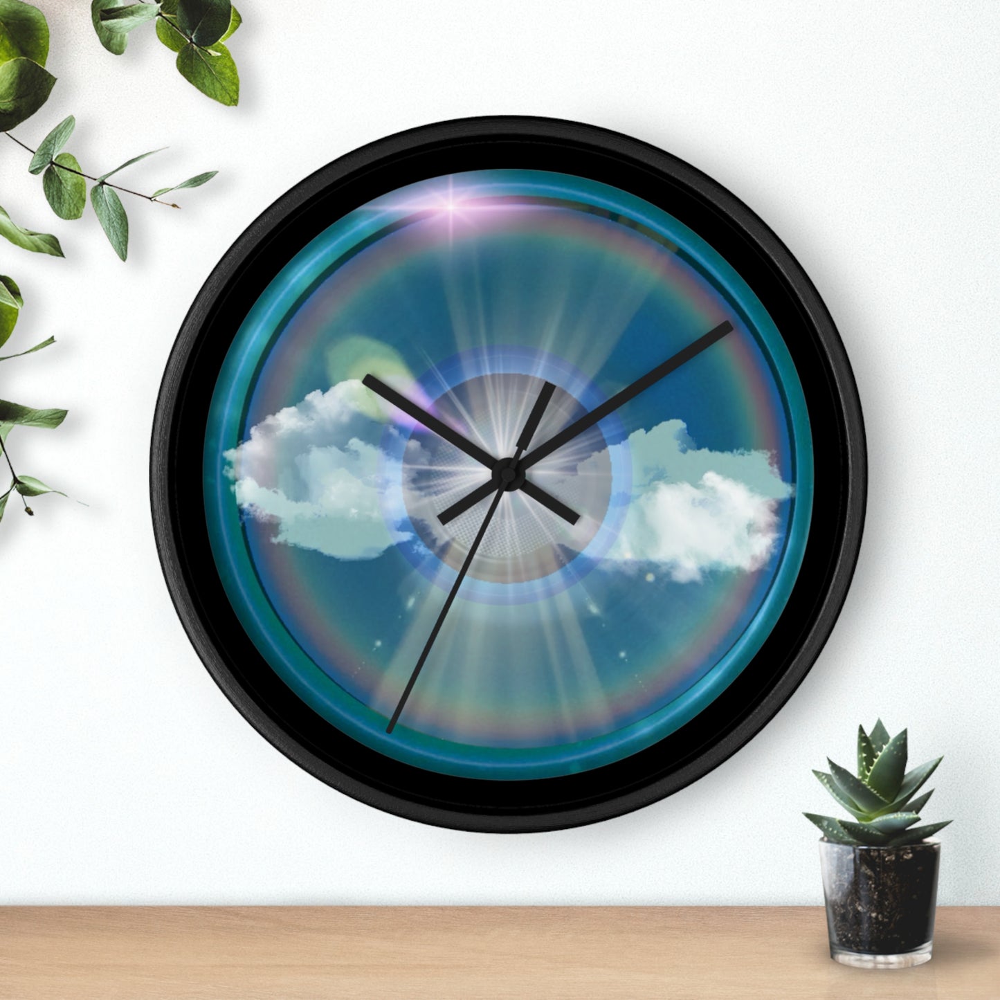 Lumpy Wall Clock - "The Divided Donut Clock" - variant 1 -  sky donut w/black background  [*charitable donut]