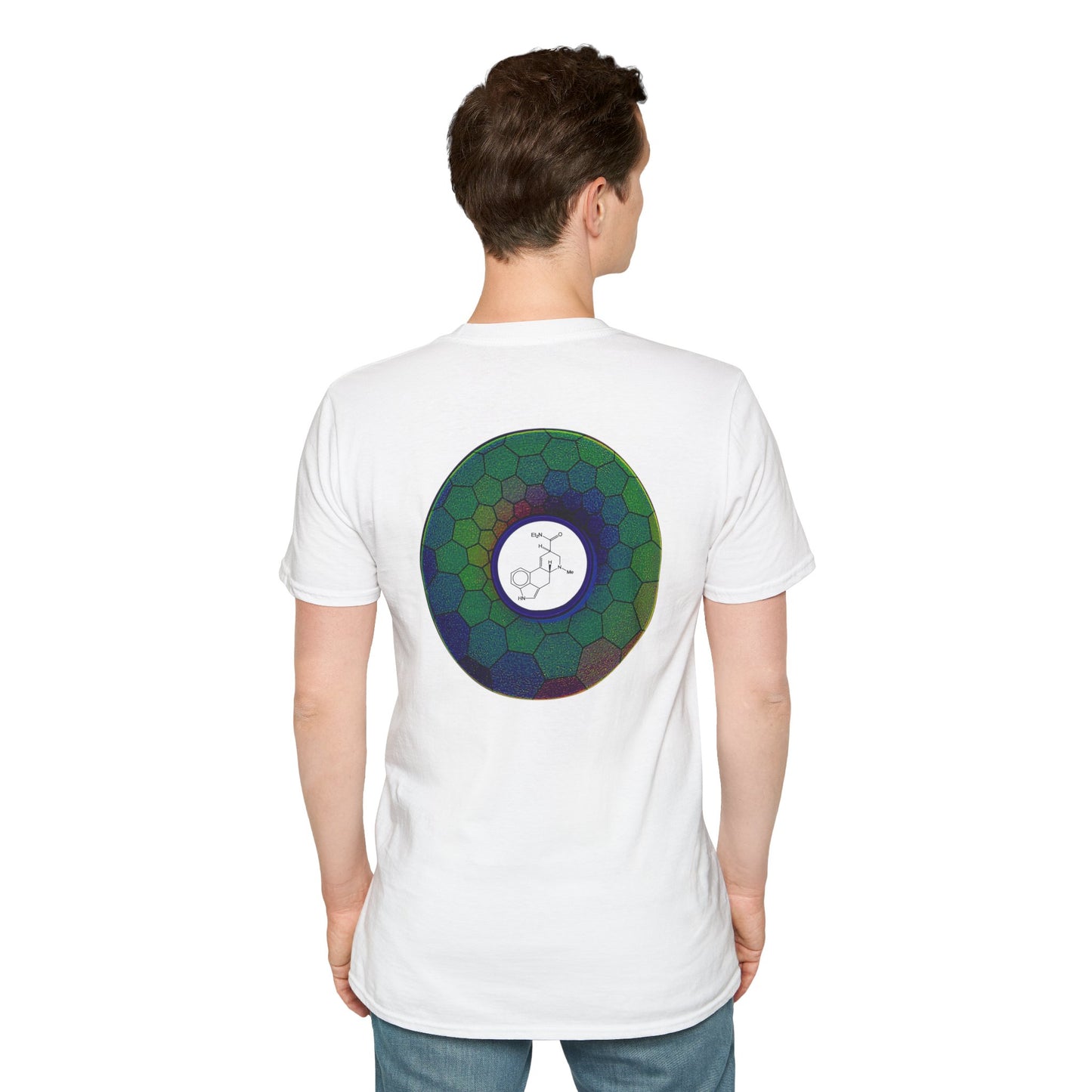 Classic Donut Tee - Unisex Soft-Style - "Dr. Albert Hofmann's Favorite Donut" - series 1.0  - variant 1 - green hexadonut