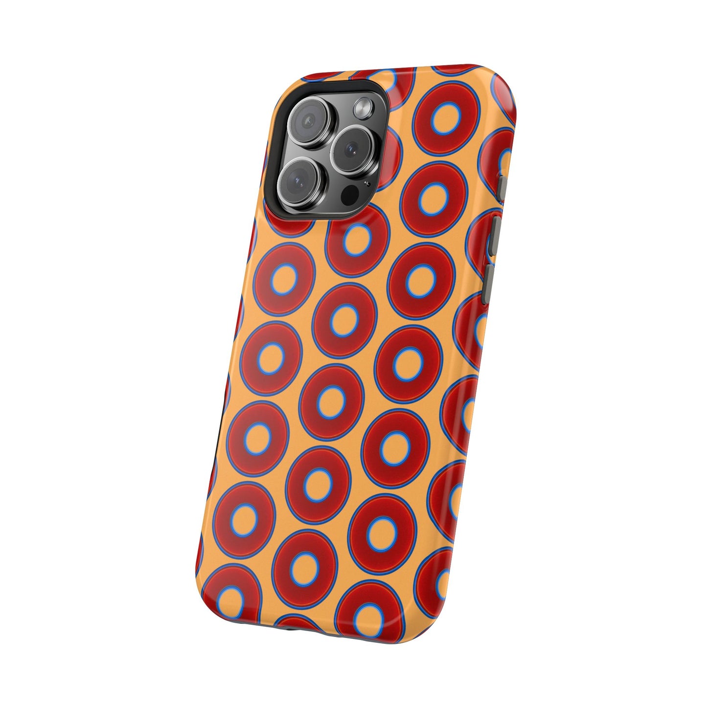 Magnetic Tough Donut Case - red vivid donut print w/creamsicle orange background