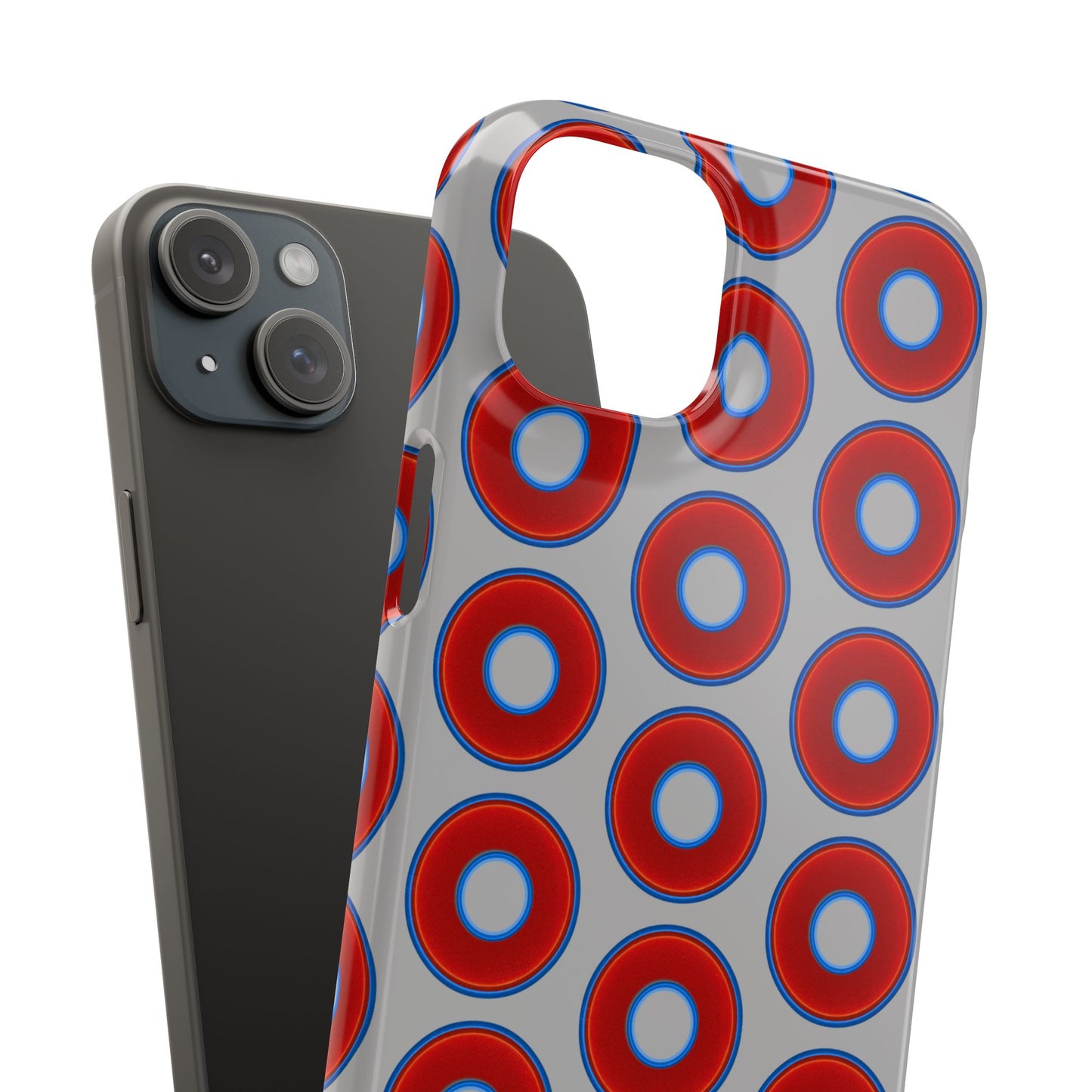 Lumpy Donut Snap Case - red vivid donut print w/light gray background