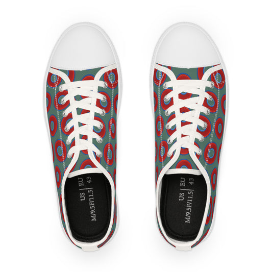 Men's - Chuck Taylors - large vivid red donut print w/Fenway green background