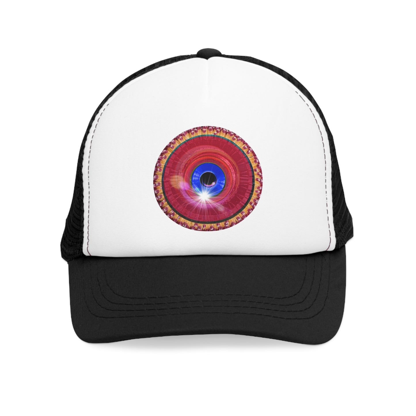 Lumpy Trucker Hat - "Solitary Flower" - red donut