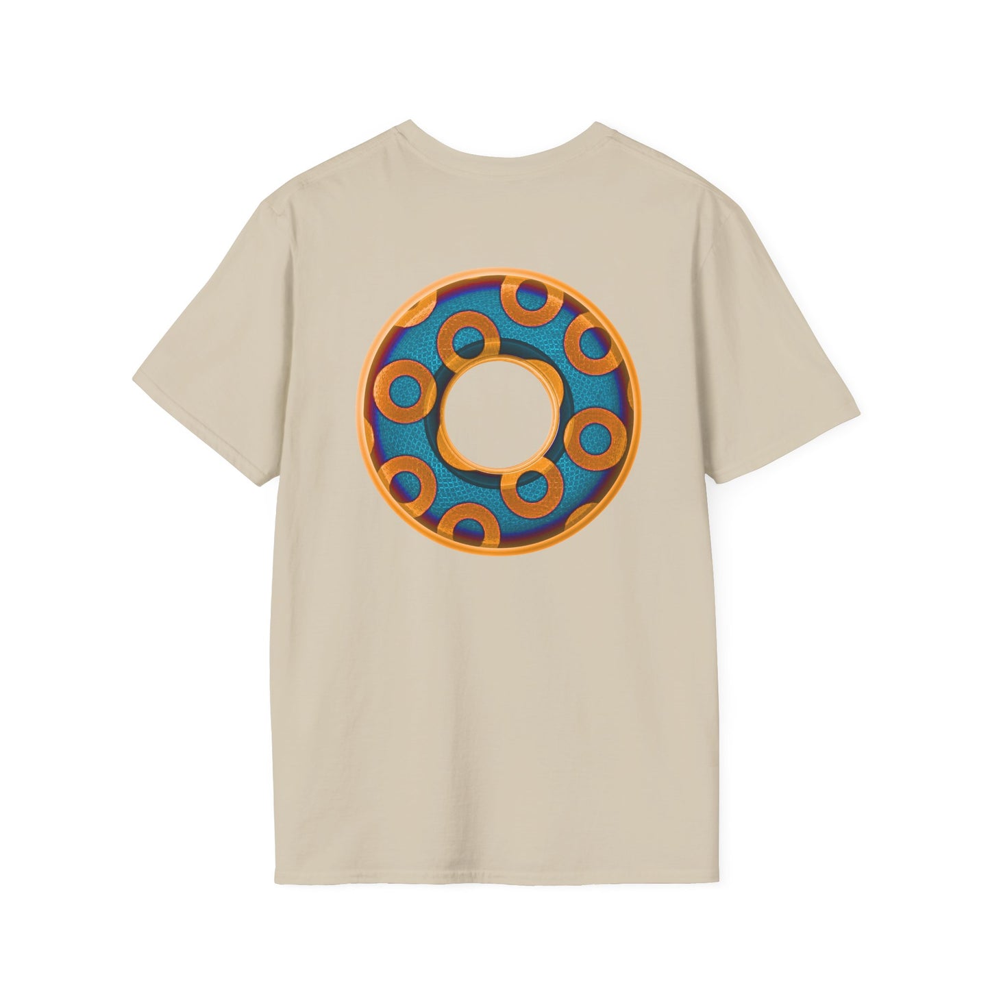 Plain Donuts/Unisex Soft-Style - "Plain Rustic Paradoxical Donuts" - light blue/orange donuts