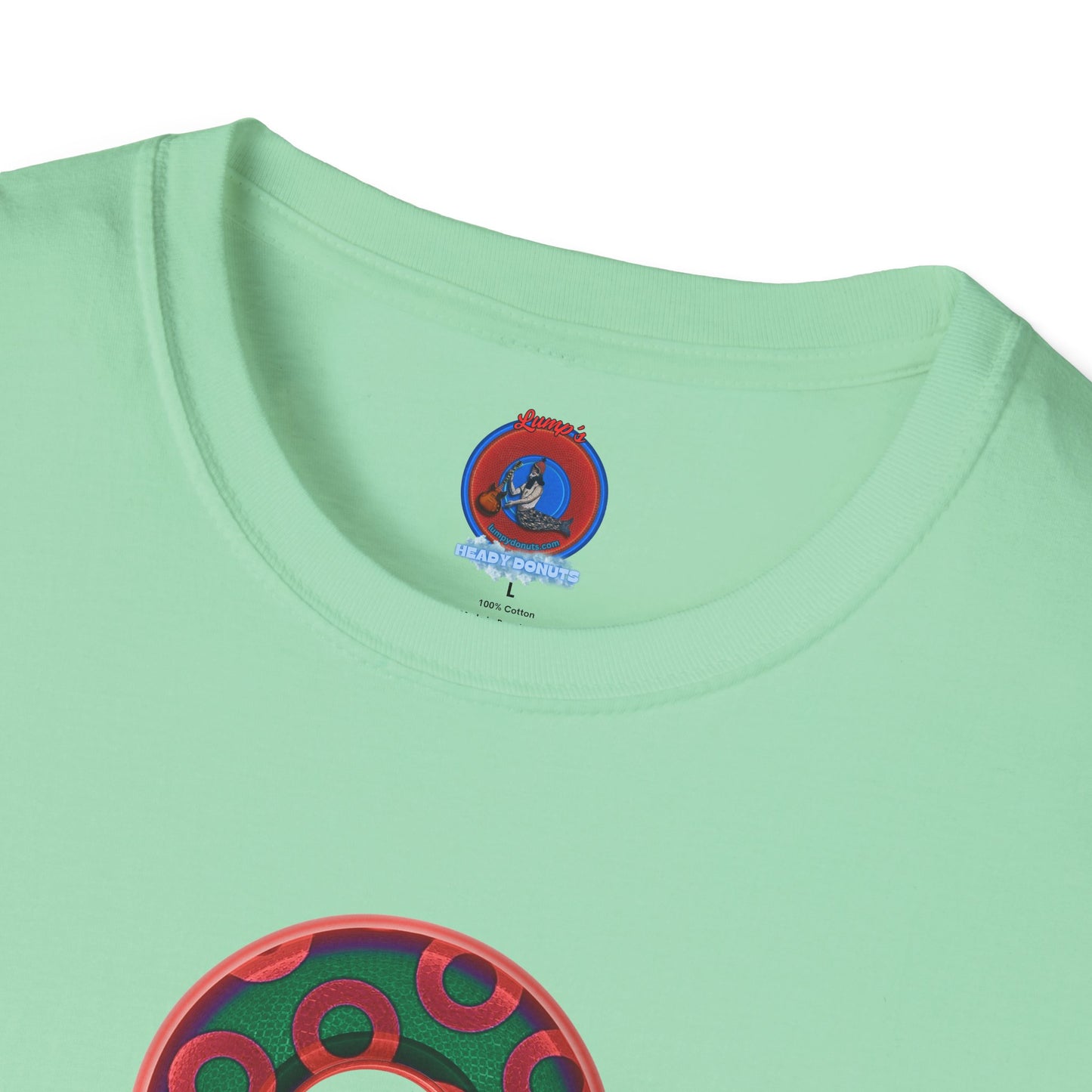 Plain Donuts/Unisex Soft-Style - "Plain Rustic Paradoxical Donuts" - green/red donuts
