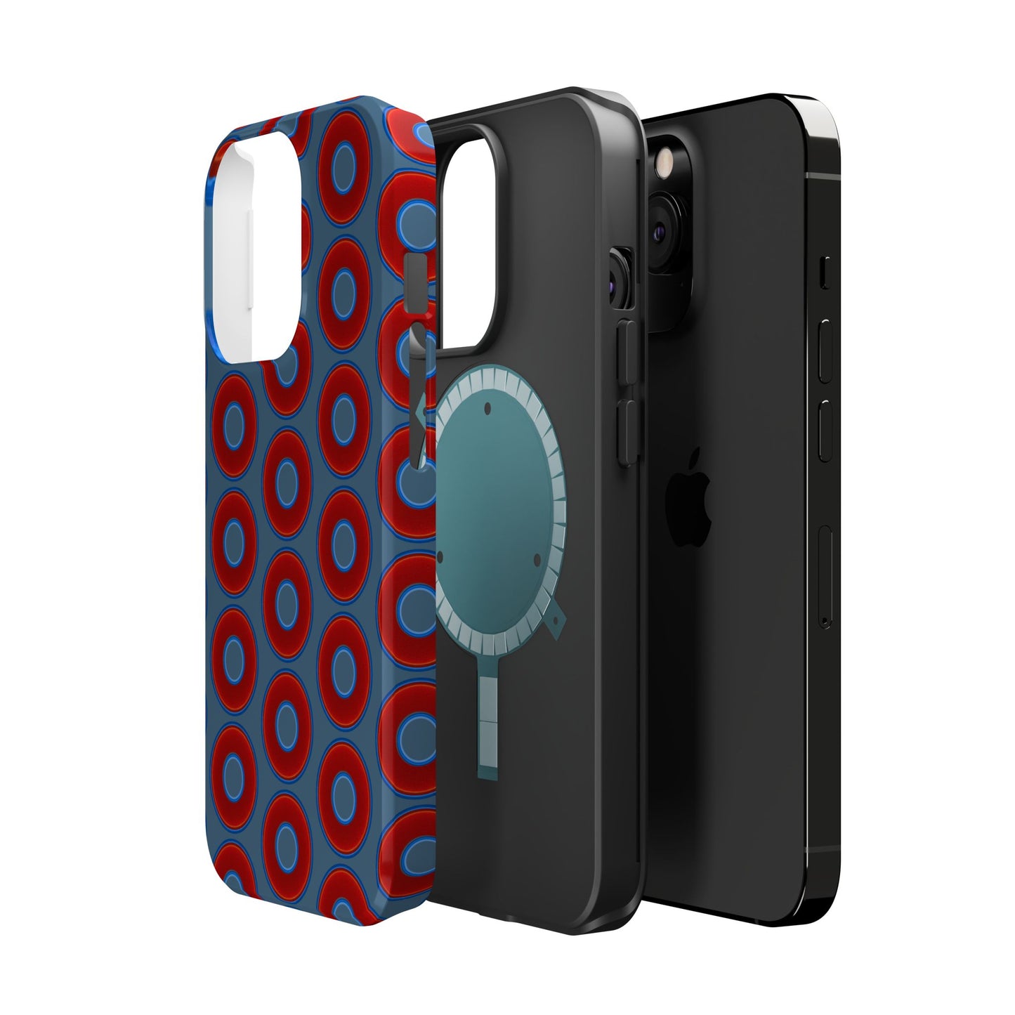 Magnetic Tough Donut Case - red vivid donut print w/steel blue background