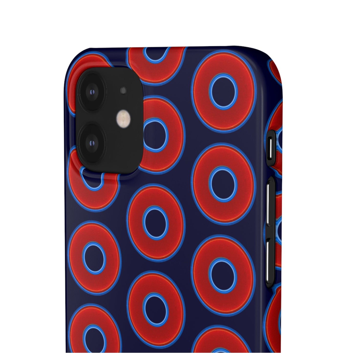 Lumpy Donut Snap Case - red vivid donut print w/midnight blue background