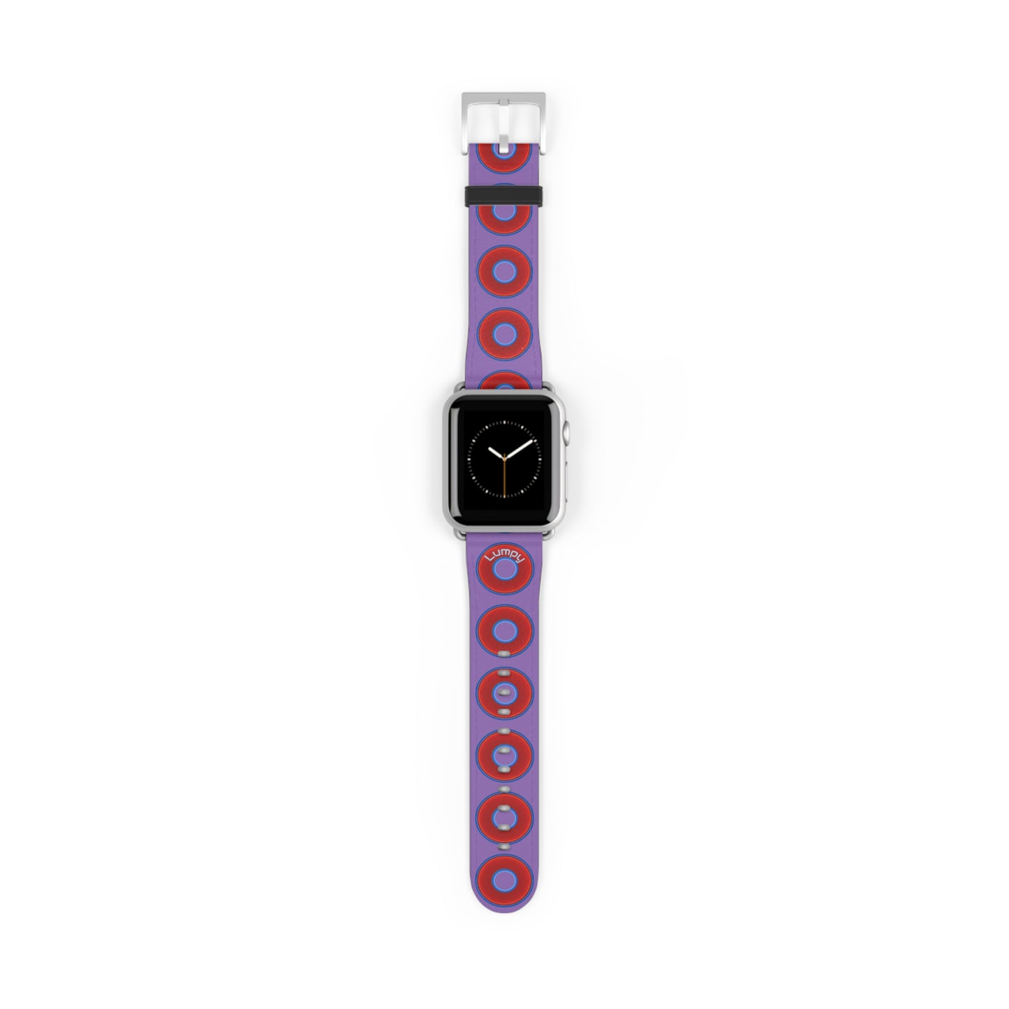 Lumpy Donut Wristband - compatible w/apple watch - red vivid donuts w/light purple background