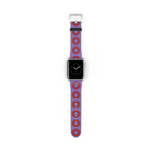 Lumpy Donut Wristband - compatible w/apple watch - red vivid donuts w/light purple background