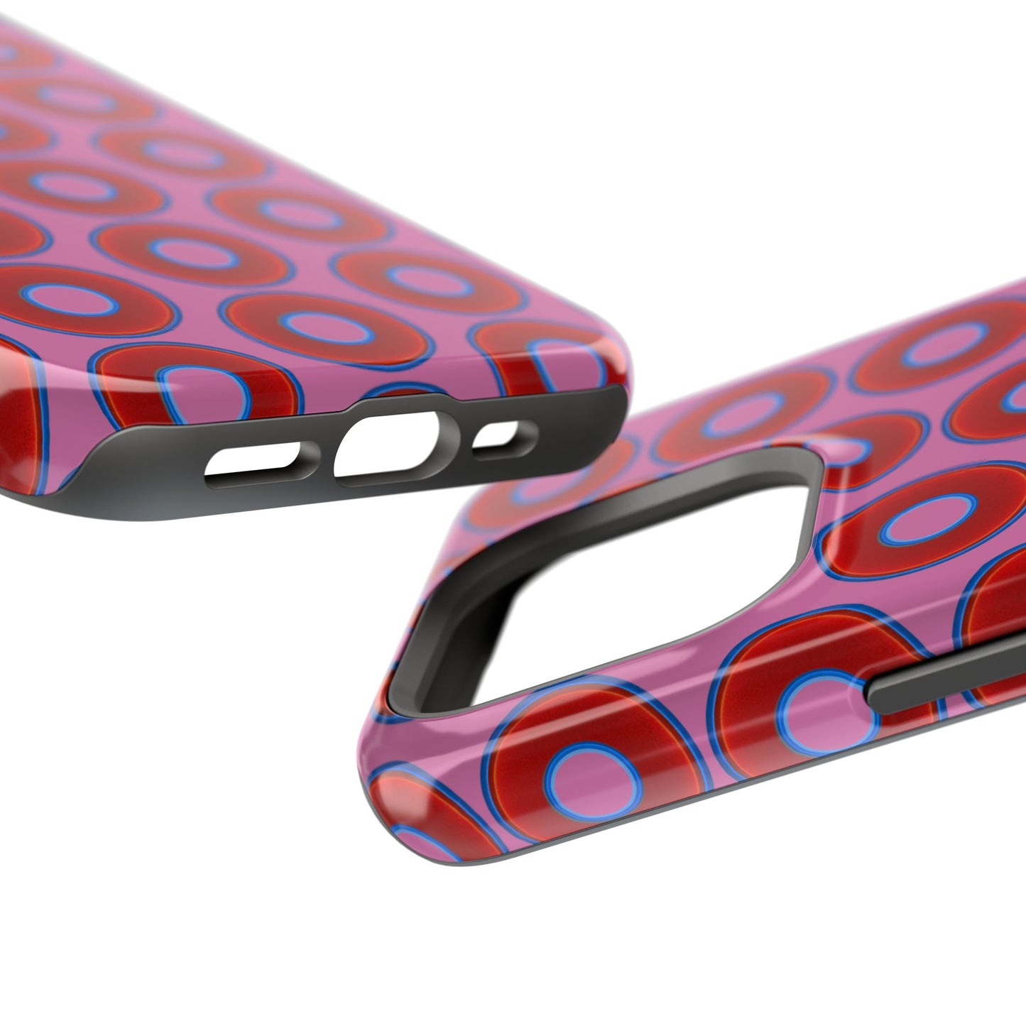 Magnetic Tough Donut Case - red vivid donut print w/pink background