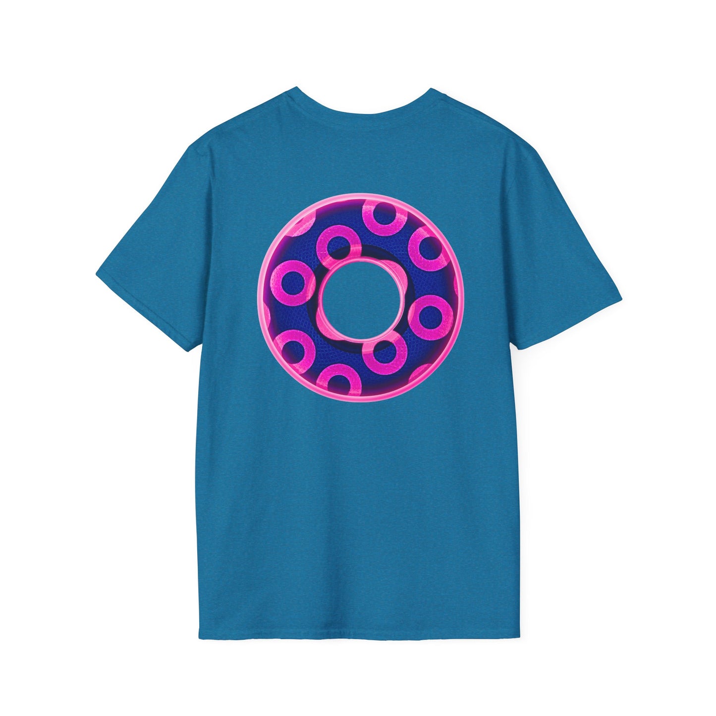 Plain Donuts/Unisex Soft-Style - "Plain Rustic Paradoxical Donuts" - hot pink/dark blue donuts